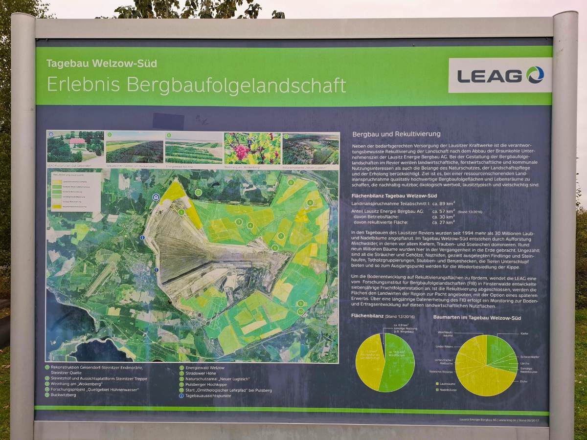 Informationstafel für die neue Seenlandschaft